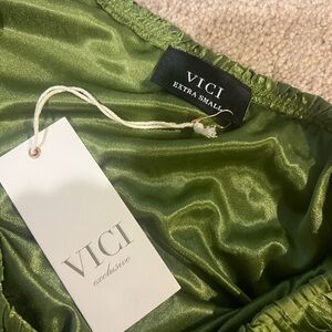 Vici Olive Satin Skirt